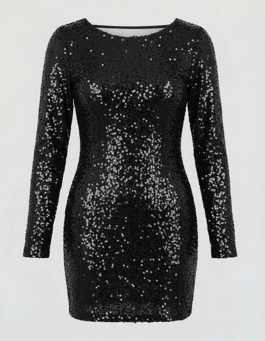 The Elara Mini — Silver Sequin Open Back