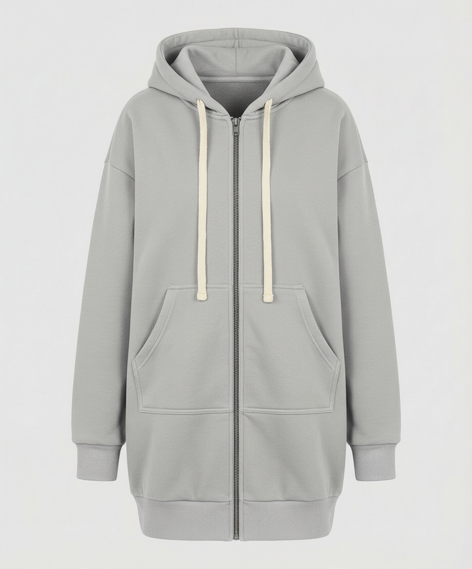 The Lyra Longline Zip Hoodie — Midnight