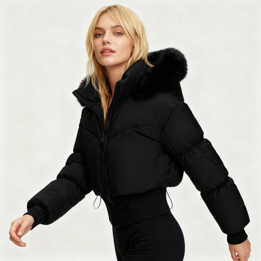 The Flora — Ebony Cropped Down Jacket