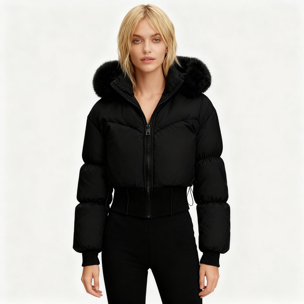 The Flora — Ebony Cropped Down Jacket