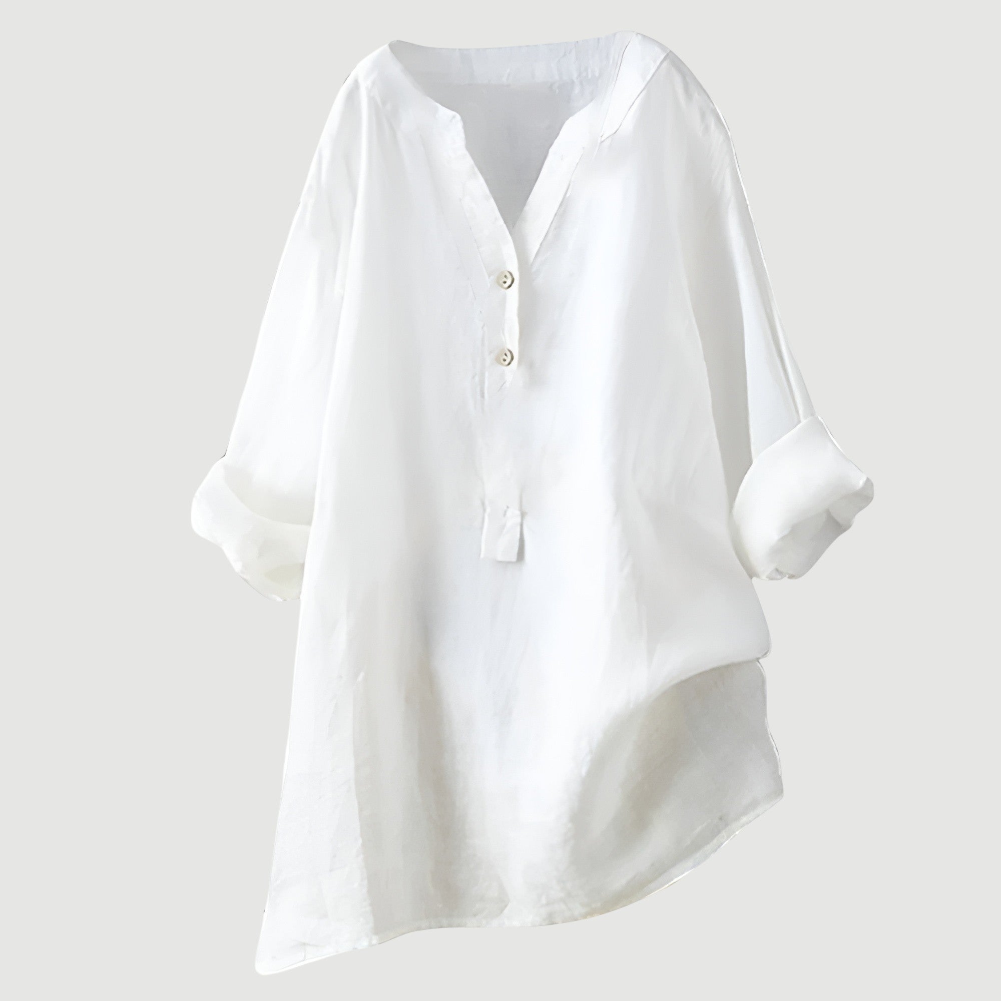 The Signe — Linen Roll-Sleeve Blouse