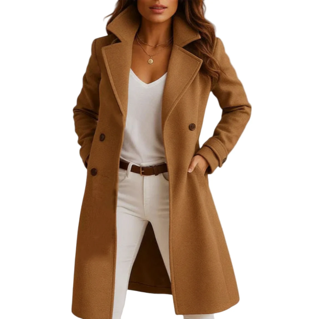 The Liora Coat — Graphite Double-Breasted Wool Blend