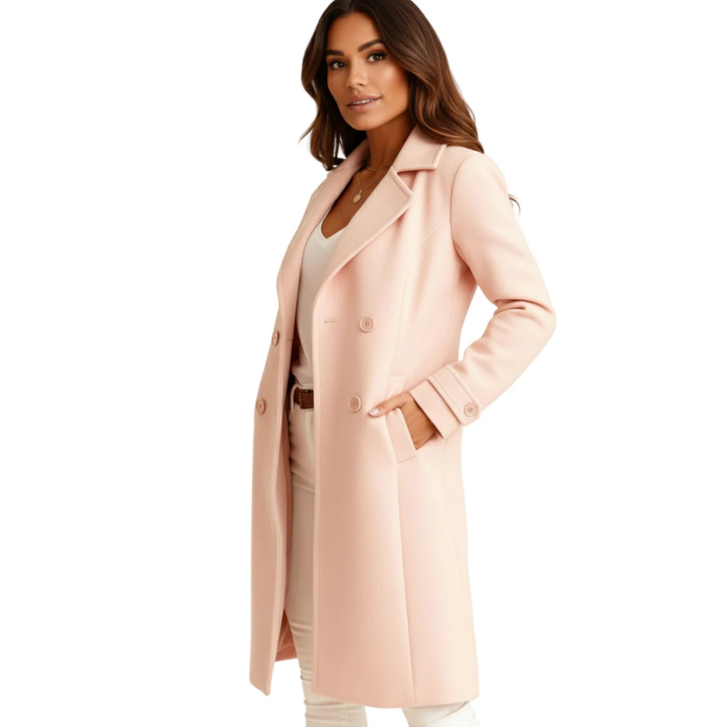 The Liora Coat — Graphite Double-Breasted Wool Blend