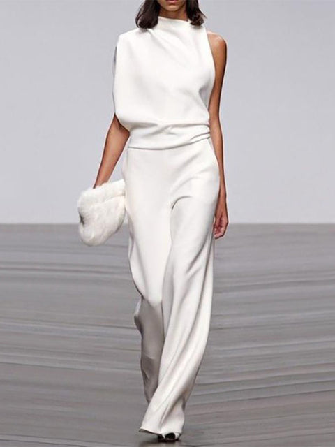 The Kaia — Midnight High-Neck Jumpsuit