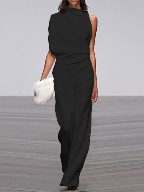 The Sovra Jumpsuit — Midnight Wide-Leg