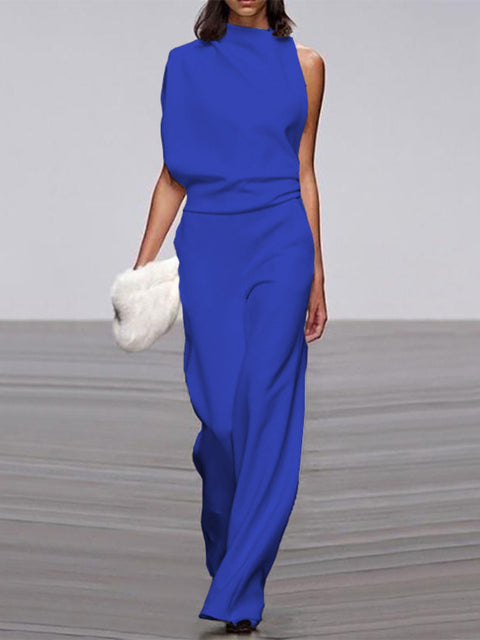 The Kaia — Midnight High-Neck Jumpsuit