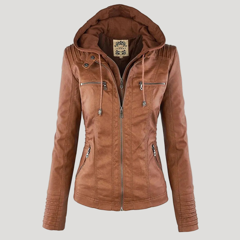 The Oren — Noir Hooded Leather Jacket
