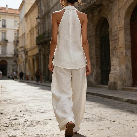 Ainhoa | Ensemble deux pièces à texture lin