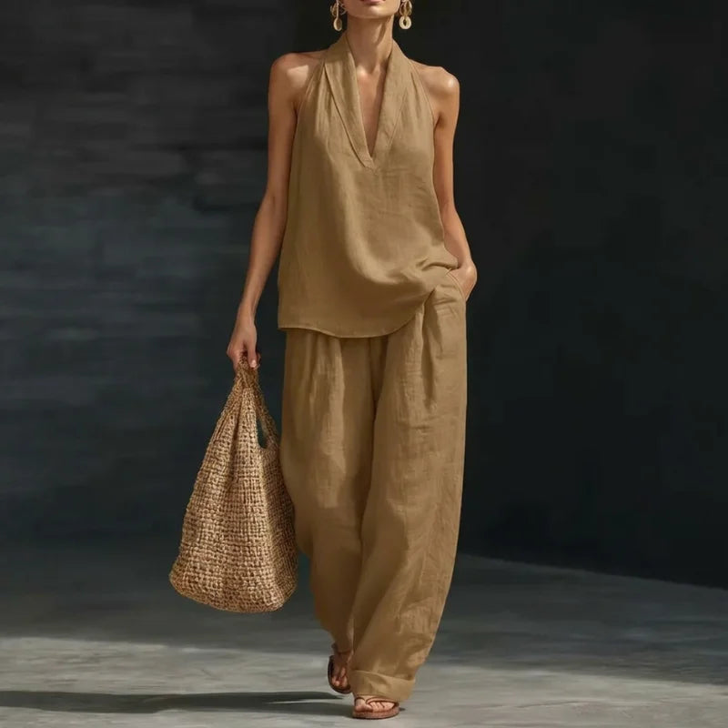 Ainhoa | Ensemble deux pièces à texture lin