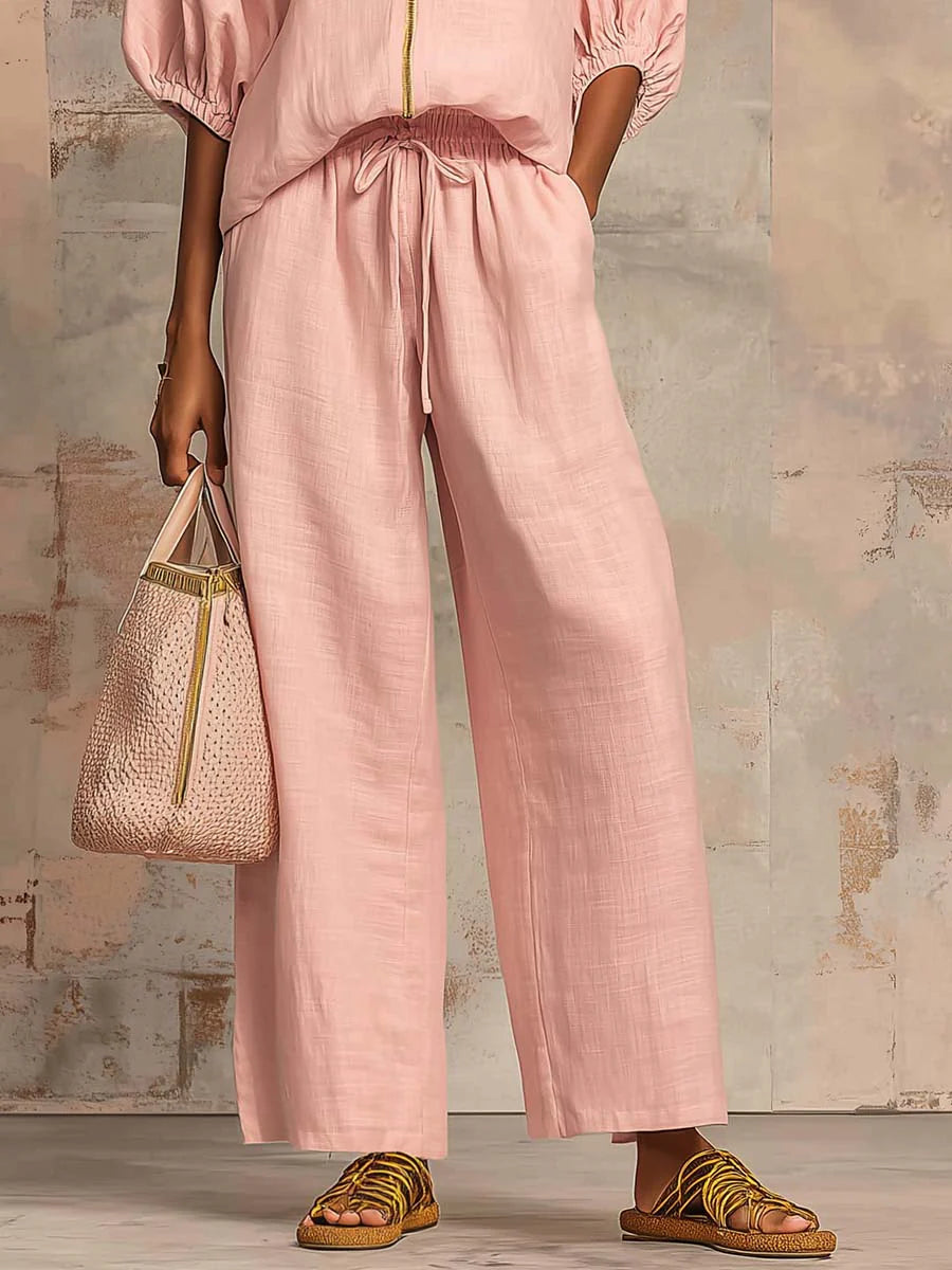 Alba | Ensemble deux pièces : chemise facile à enfiler et pantalon ample à jambes larges