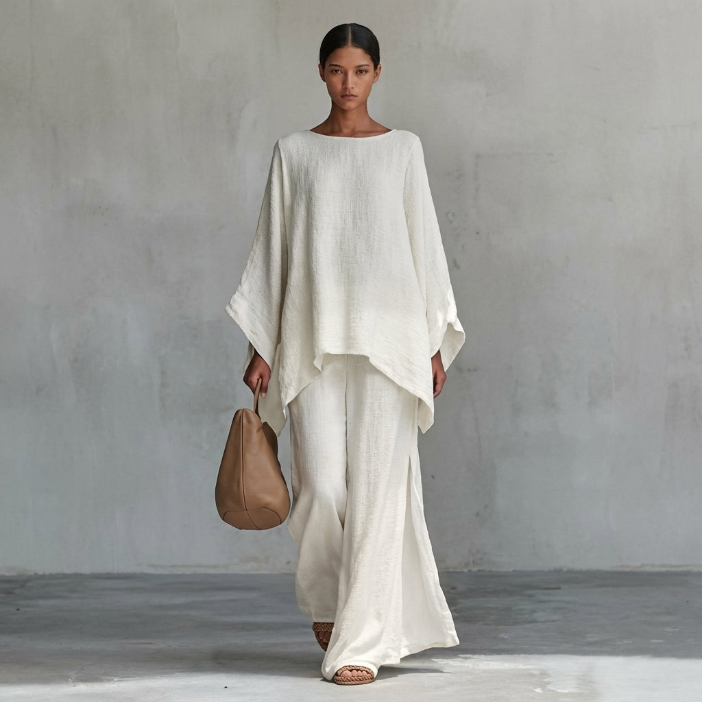 Cristina | Ensemble deux pièces avec manches longues et pantalon à jambes larges