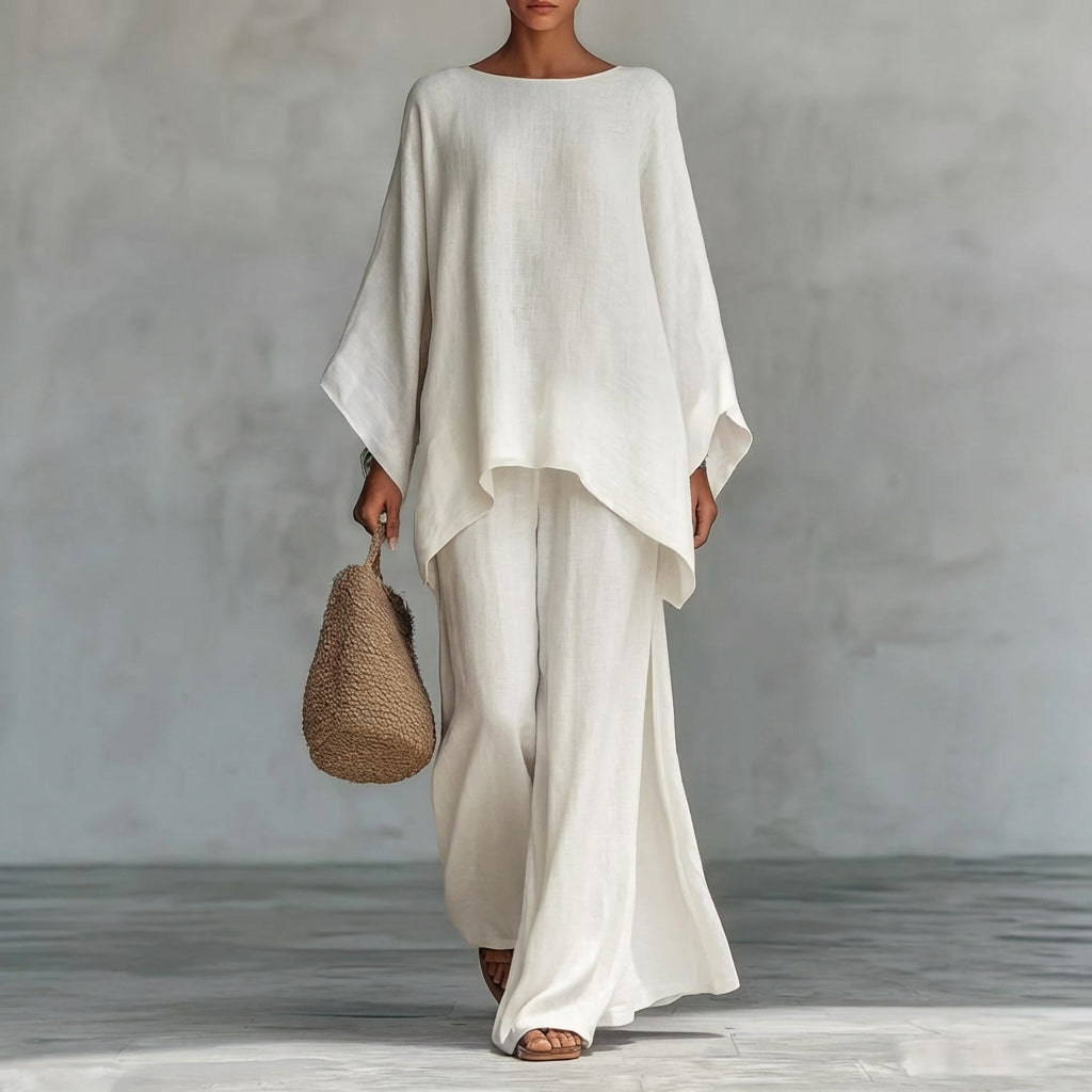 Cristina | Ensemble deux pièces avec manches longues et pantalon à jambes larges