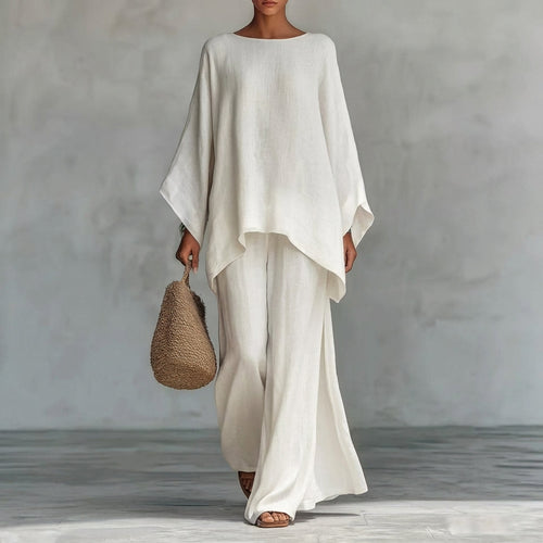 Cristina | Ensemble deux pièces avec manches longues et pantalon à jambes larges