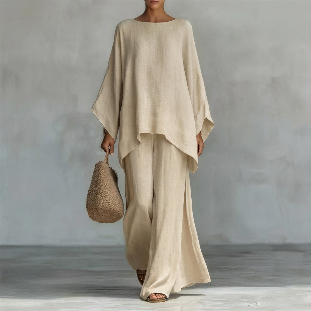 Cristina | Ensemble deux pièces avec manches longues et pantalon à jambes larges