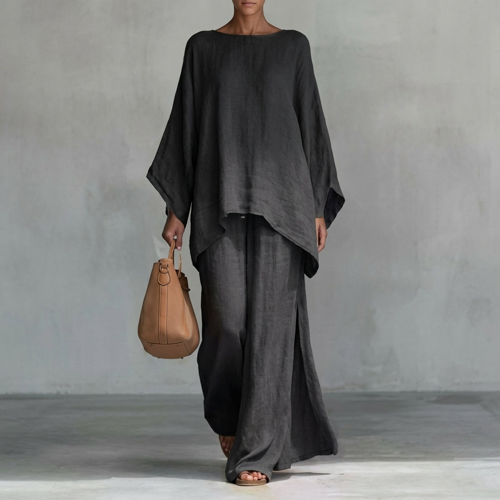 Cristina | Ensemble deux pièces avec manches longues et pantalon à jambes larges