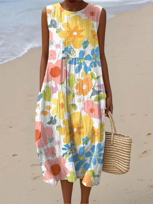 Robe Midi Ella™ avec Fleurs Pastel Douces