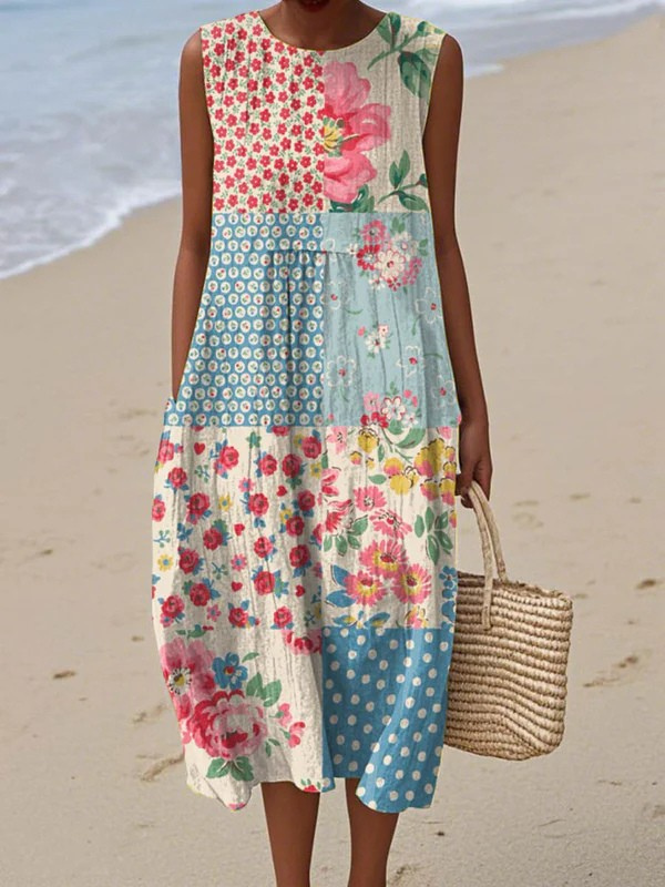 Robe midi Anna™ avec patchwork