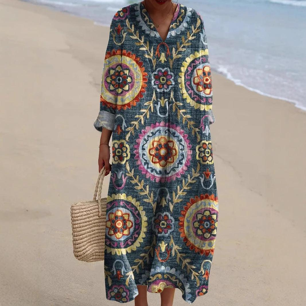 Soraya | Robe bohème à imprimé ethnique