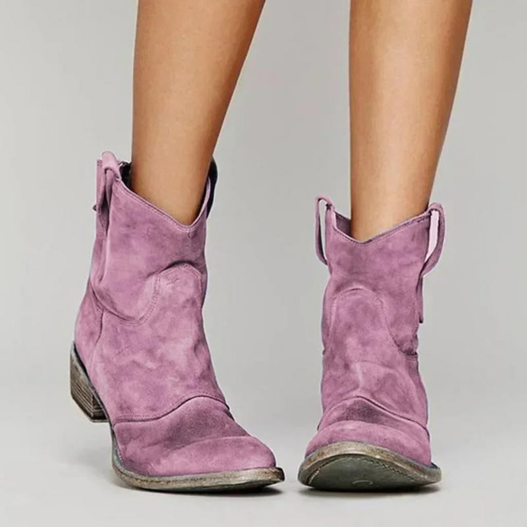 Elara Western Boot — Mulberry