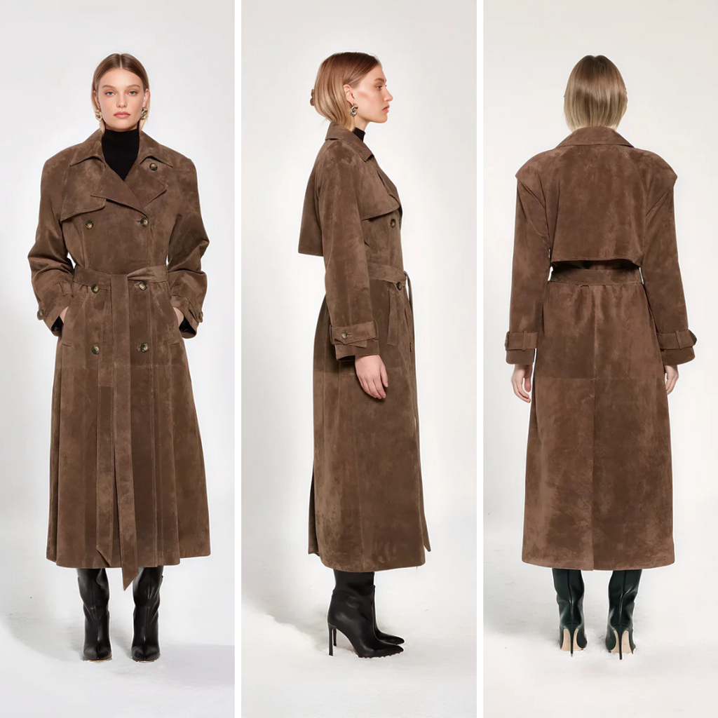 The Liora — Chestnut Suede Trench