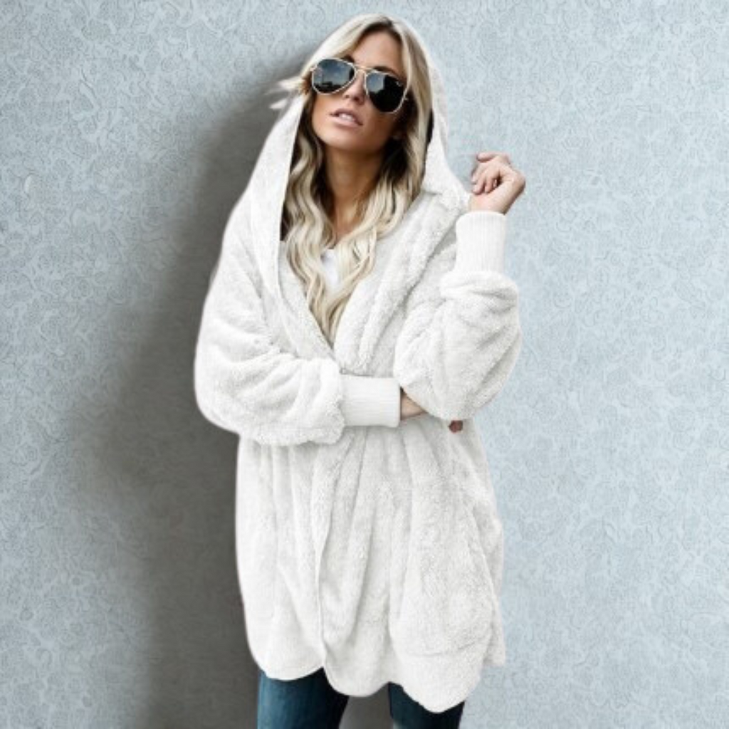 The Saska — Plush Faux Fur Coat in Khaki