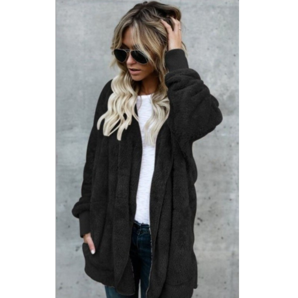 The Saska — Plush Faux Fur Coat in Khaki