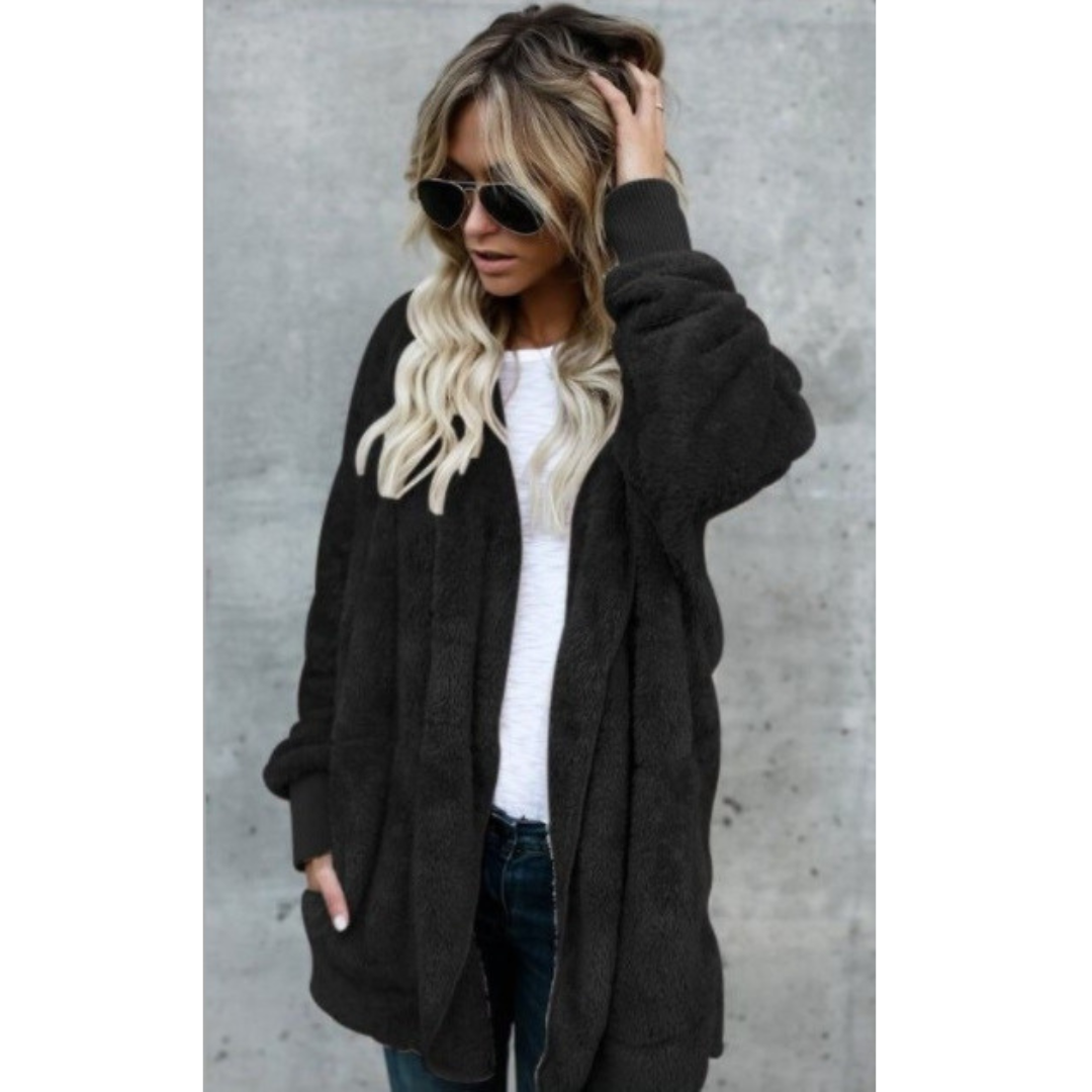 The Saska — Plush Faux Fur Coat in Khaki