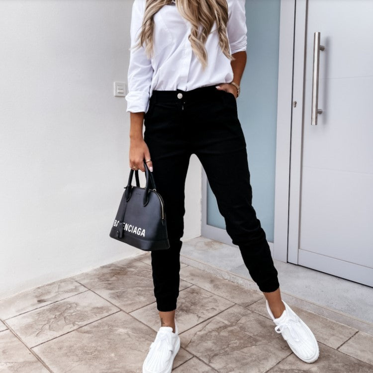 The Liora Crop — Khaki Slim Trousers
