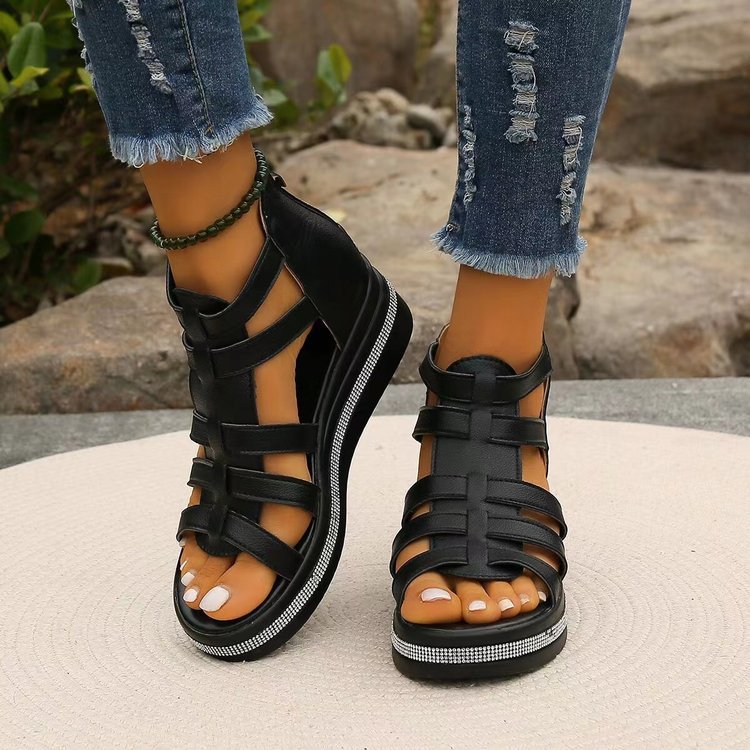 The Liora — Midnight Wedge Sandals