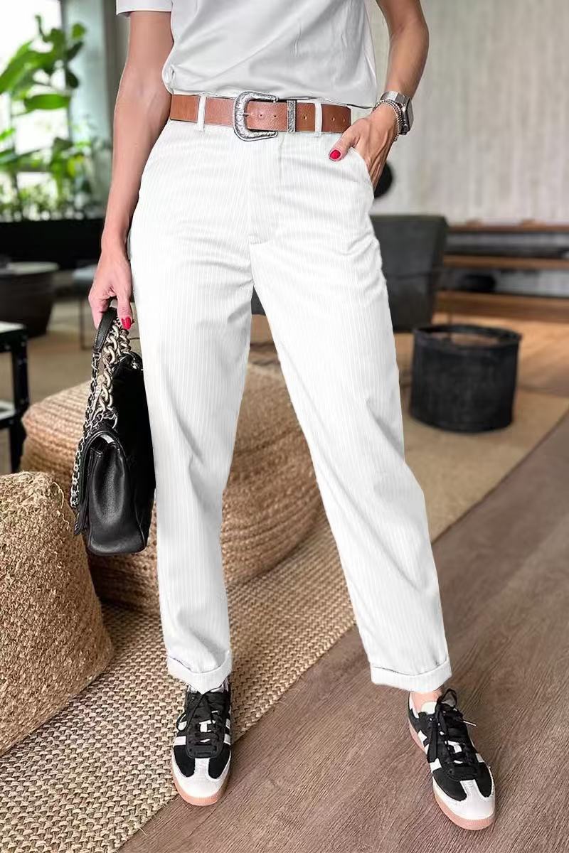 Silja Trousers — Slate Straight-Leg Tailoring