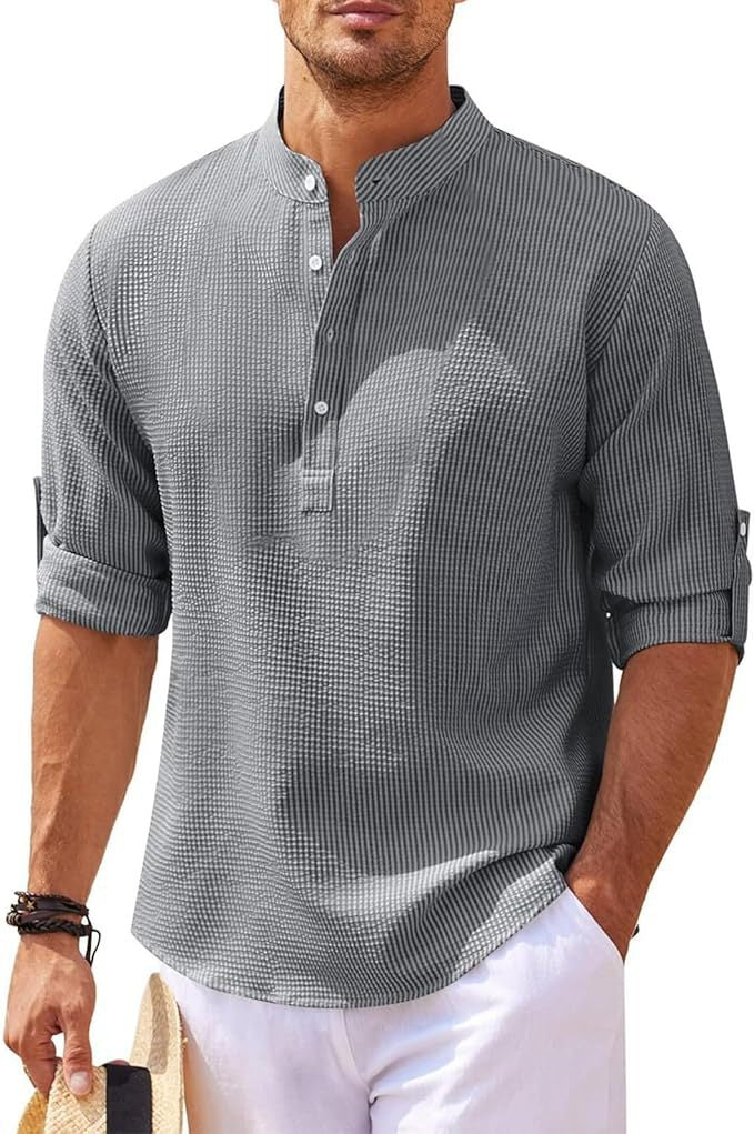 The Anselm — Band-Collar Button-Up Shirt
