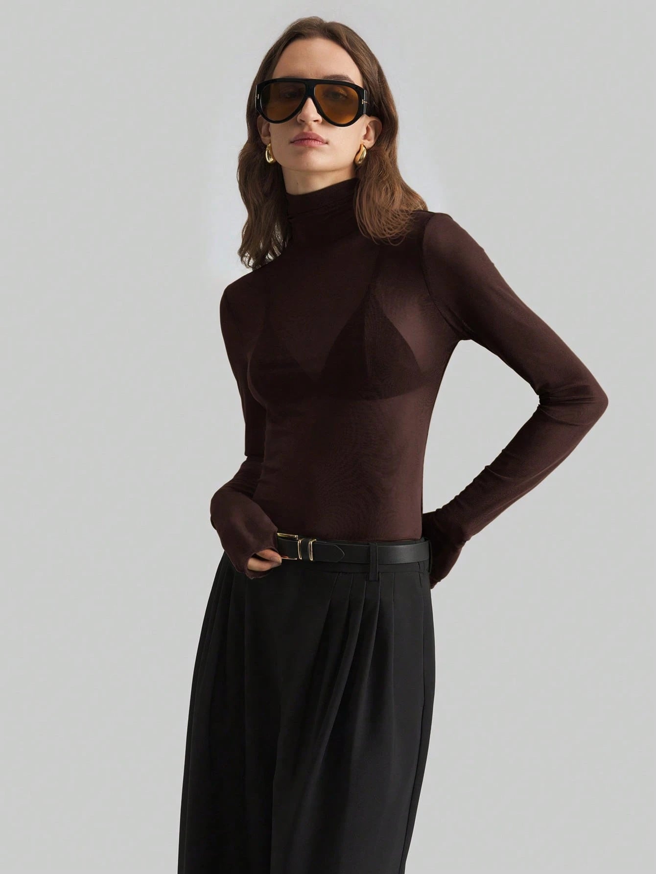 The Elara Mesh — Noir Transparent Turtleneck