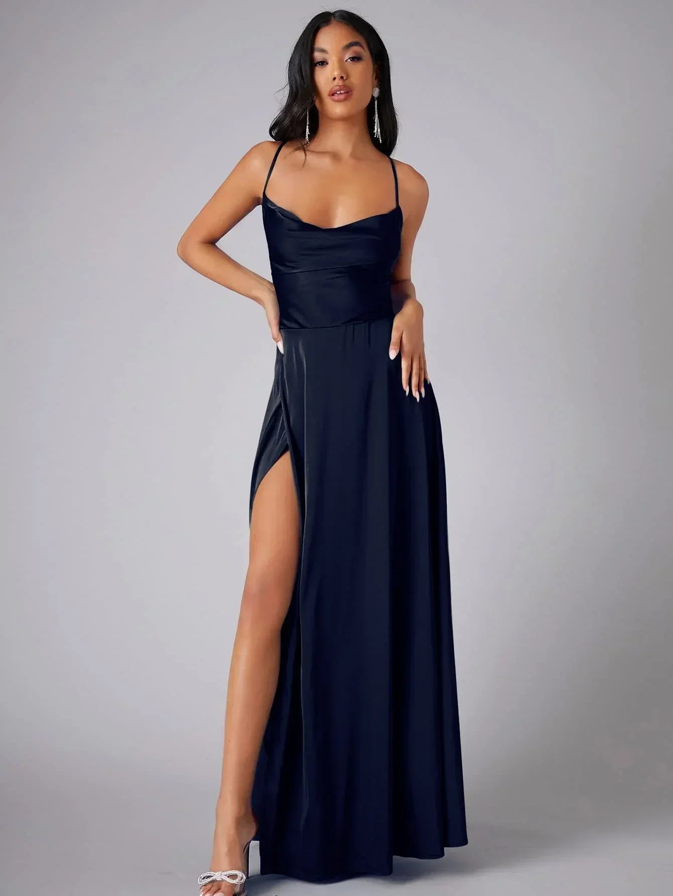 Lucette — Silk Satin Maxi with Braided Back