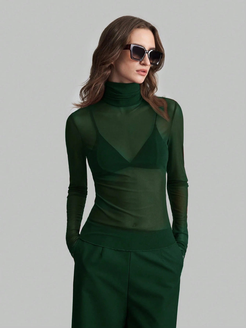 The Elara Mesh — Noir Transparent Turtleneck
