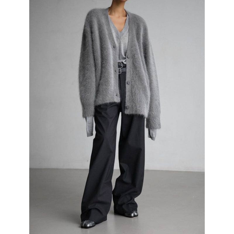 The Edda Cardigan — Slate Mohair