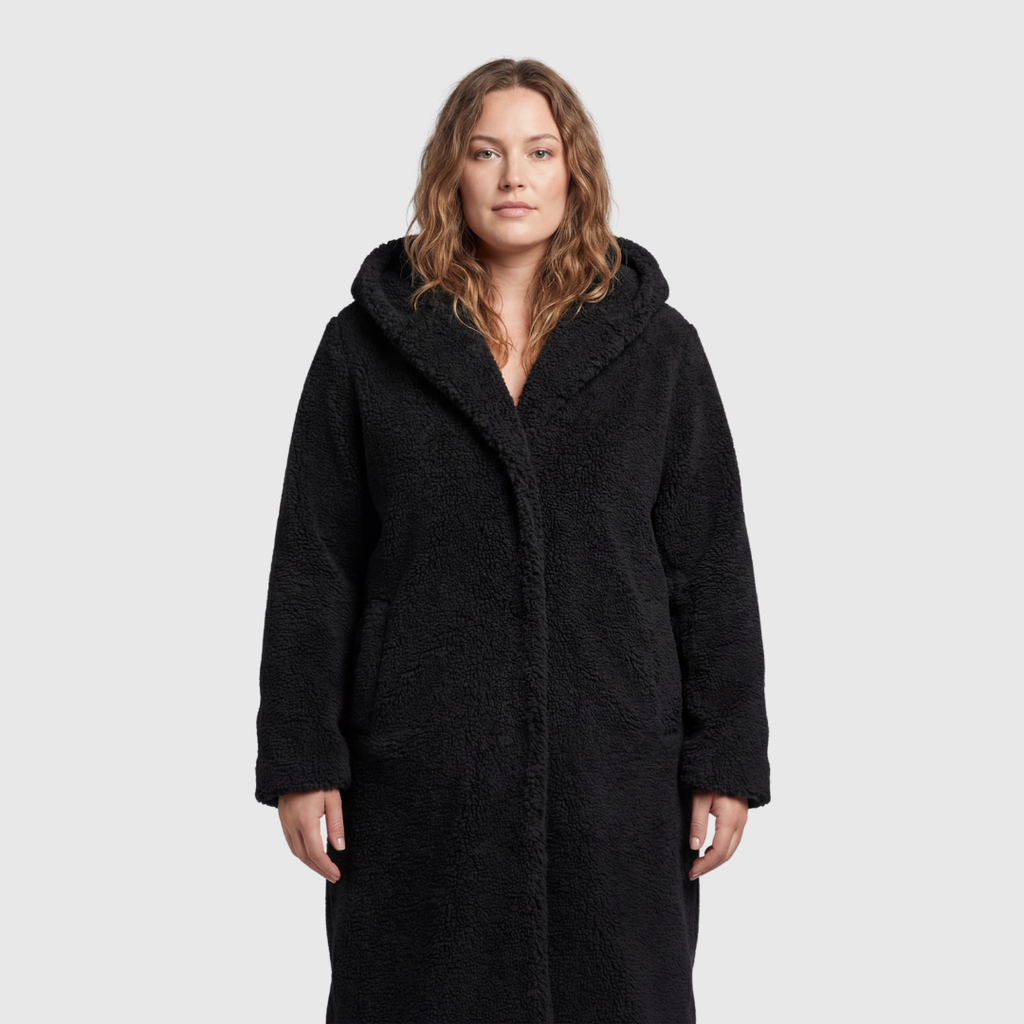 The Elowen — Plush Teddy Coat in Noir