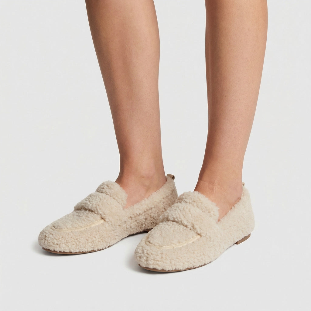 The Elara — Taupe Plush Moccasins