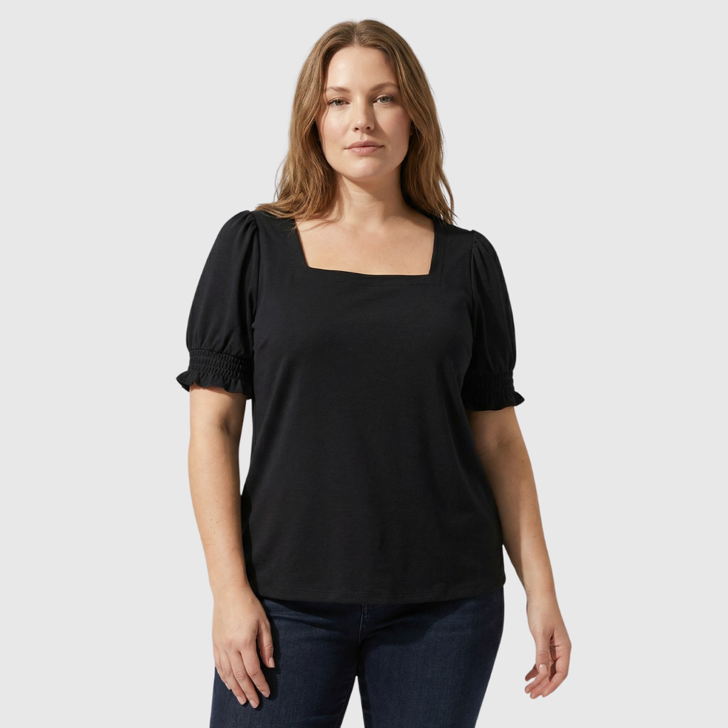 The Sylvie — Puff-Sleeve Square-Neck Top