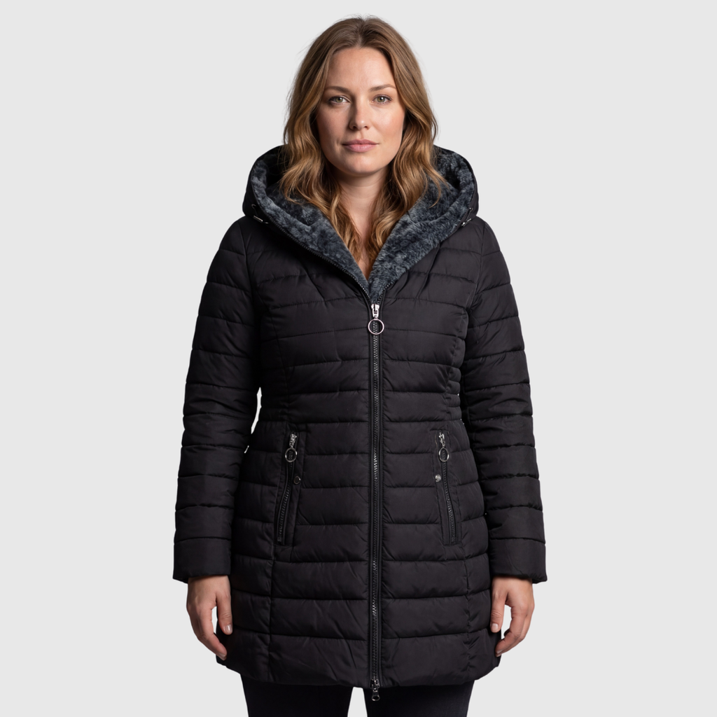 The Sora — Quilted Puffer with Rabbit Fur Collar