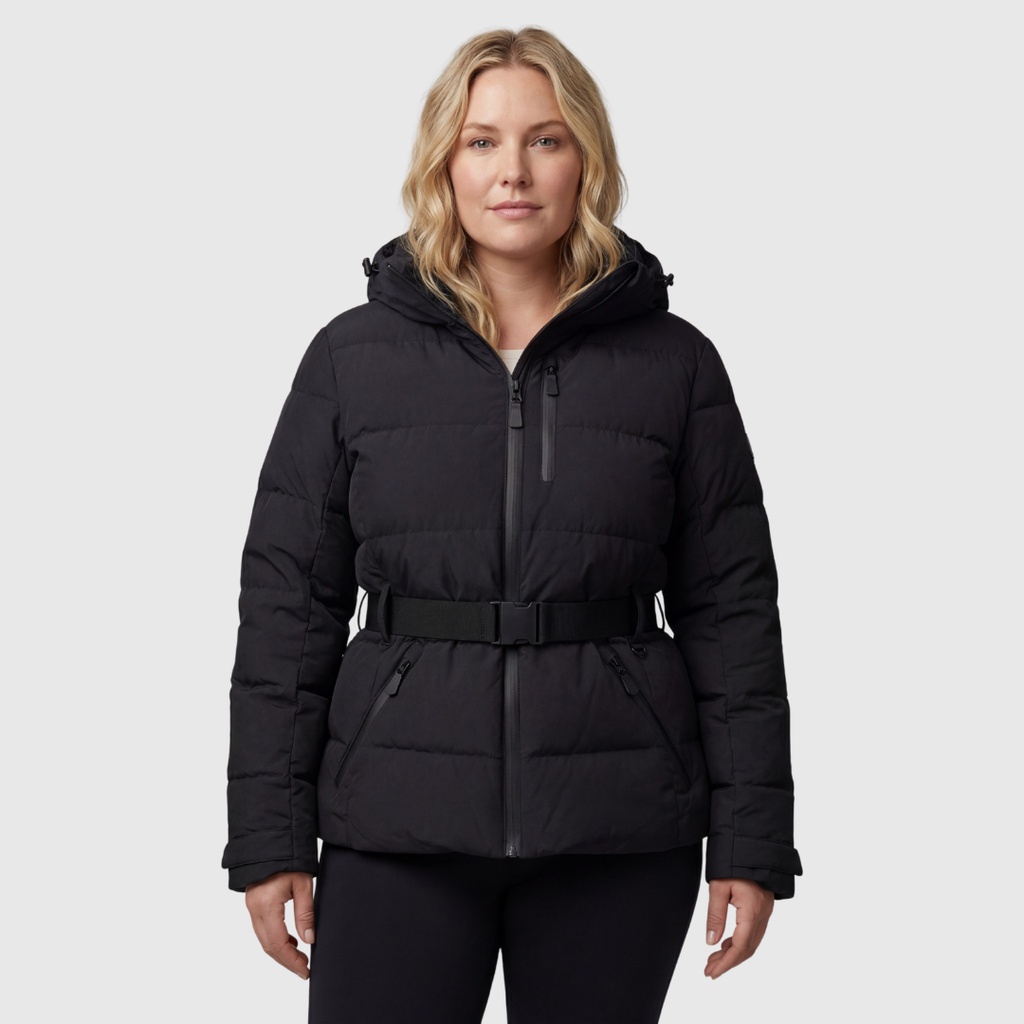 The Tova Quilted Puffer — Noir Belted Coat