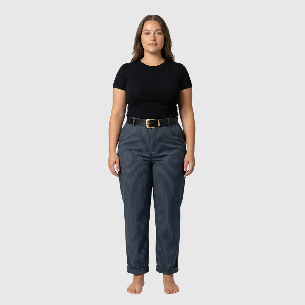 Silja Trousers — Slate Straight-Leg Tailoring