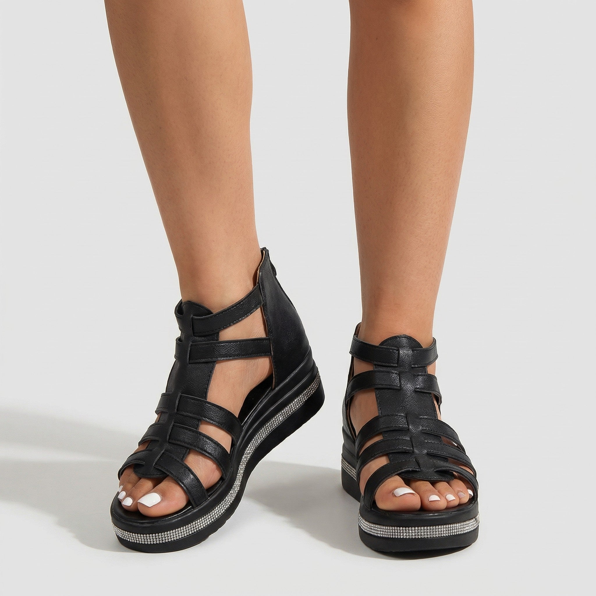 The Liora — Midnight Wedge Sandals