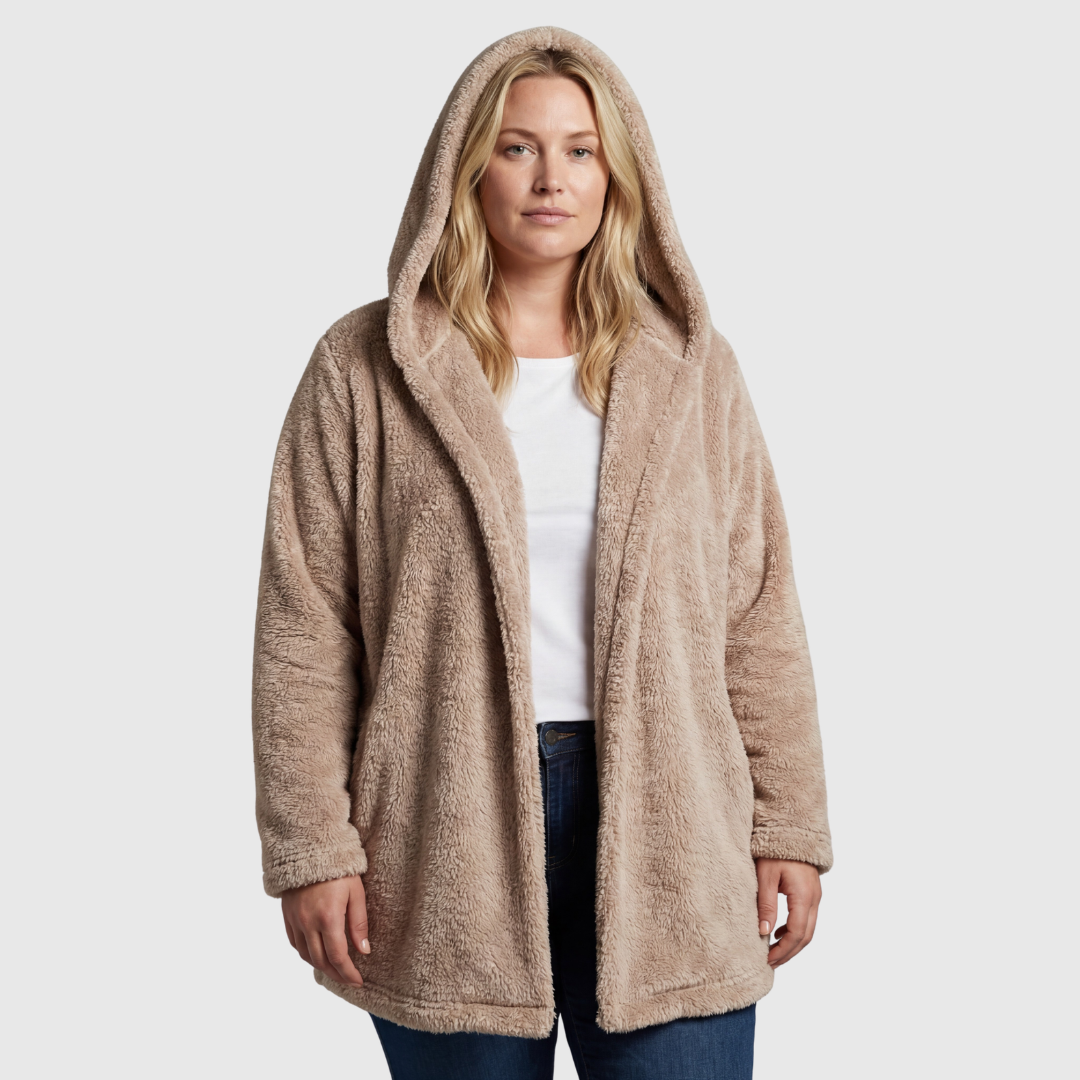 The Saska — Plush Faux Fur Coat in Khaki
