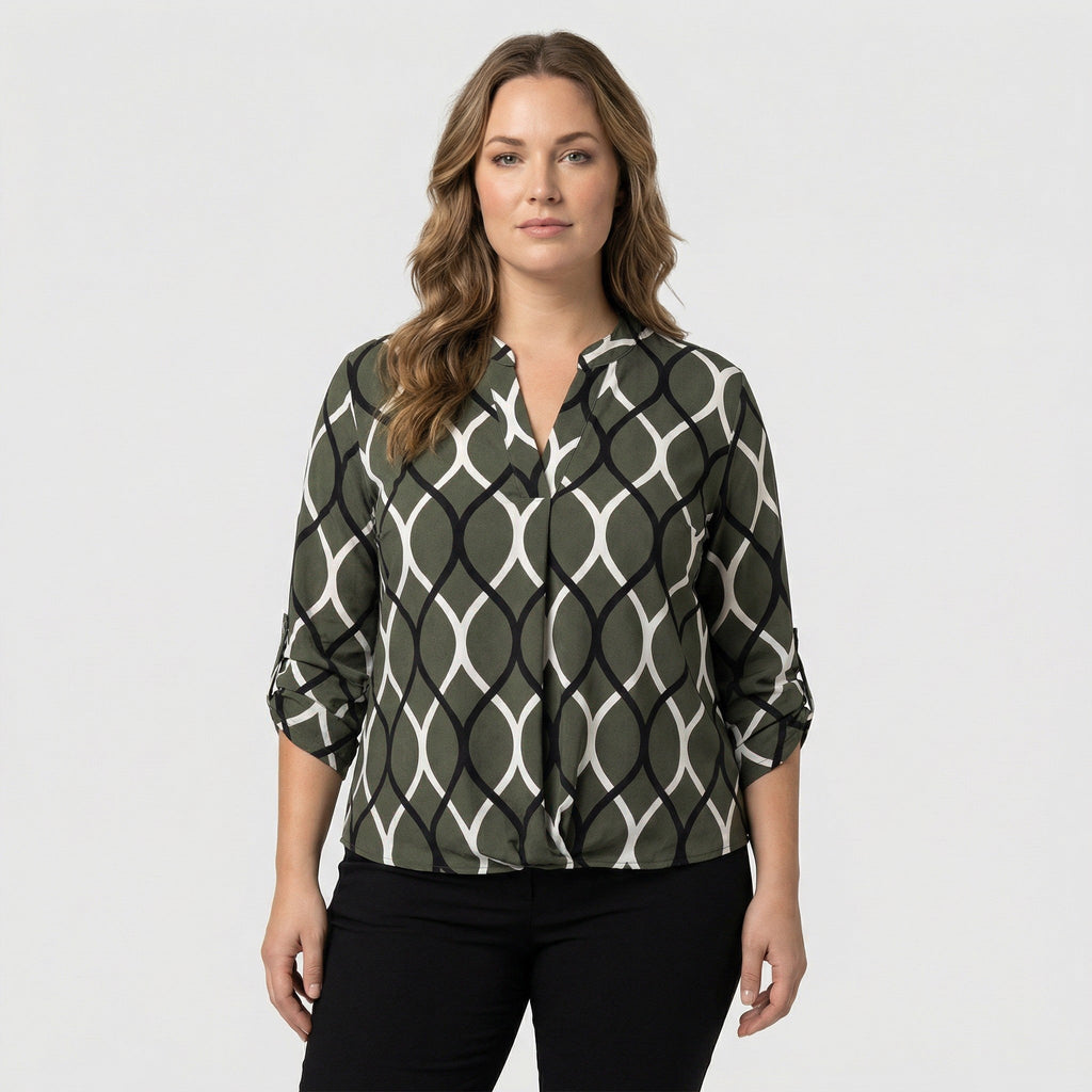 Liora Blouse — Moss Patterned Viscose