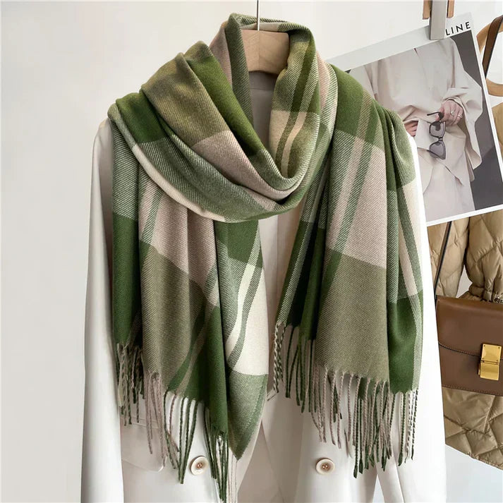 The Elara Blanket Scarf — Slate Check
