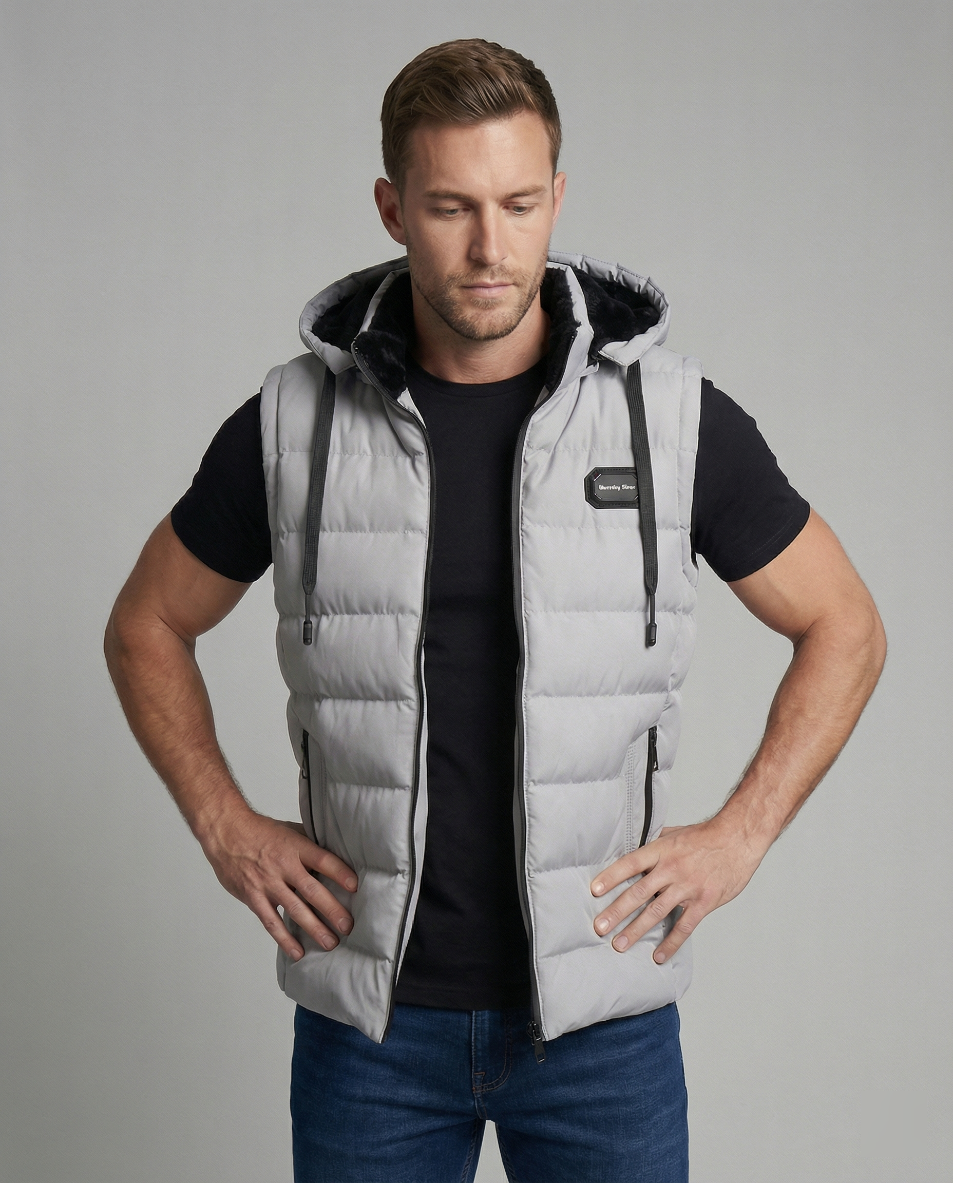 The Kael — Quilted Hooded Vest in Slate