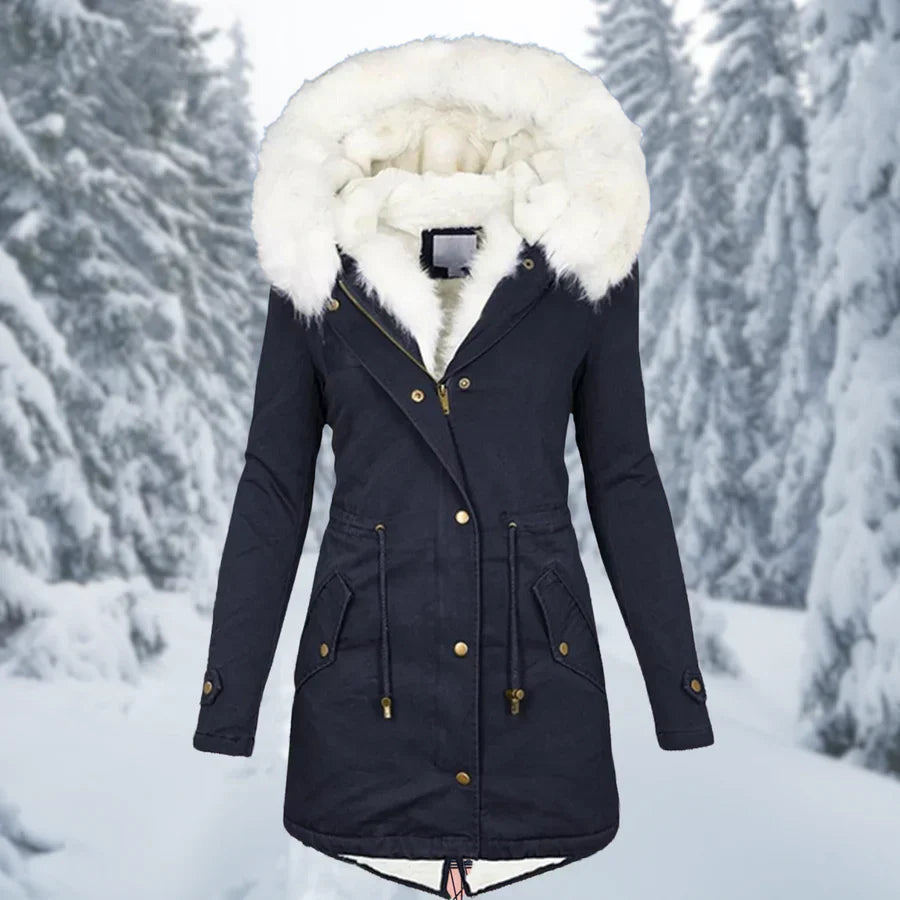 The Sanna Parka — Cobalt Faux Fur Trim