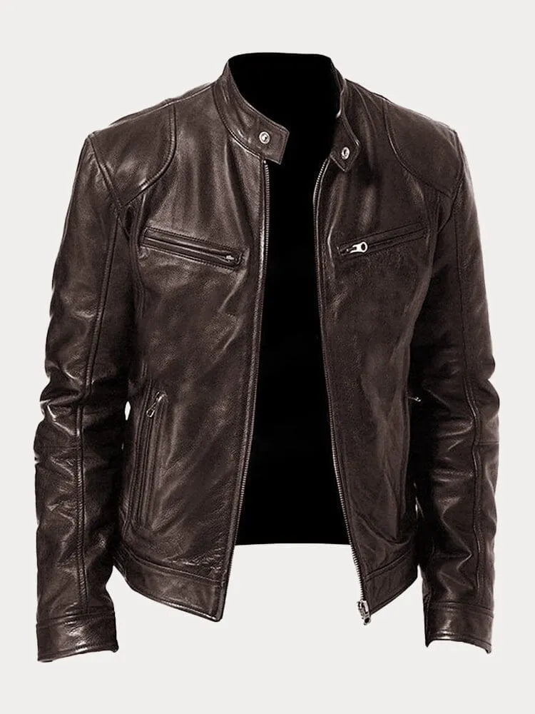 The Kaelen — Slate Vegan Biker Jacket