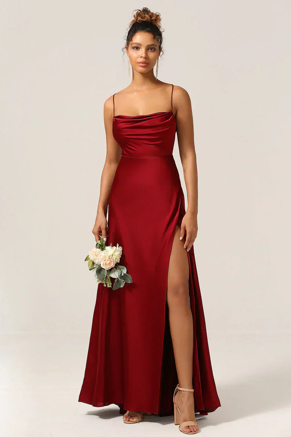 Lucette — Silk Satin Maxi with Braided Back
