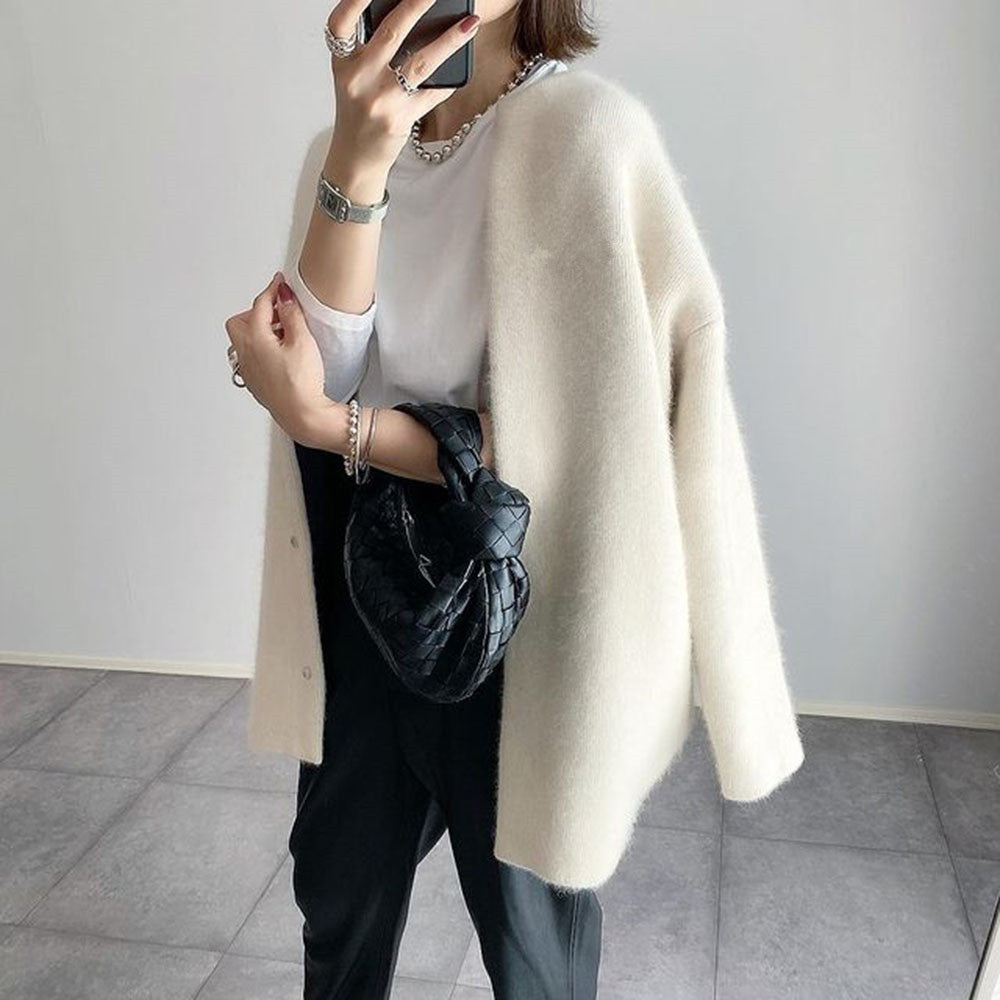 Flora Oversized Cardigan — Khaki Knit